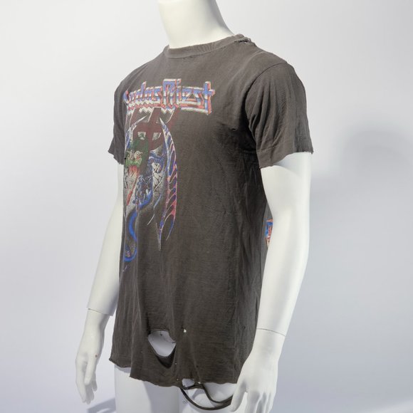 Judas Priest Original Vintage 1991 Painkiller Thrashed Tour T-Shirt Metal Size L - Picture 3 of 13
